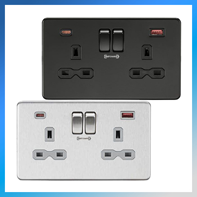 2 electrical socket on a white background