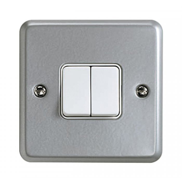 MK Logic Aluminium 10A 2Gang 2 Way SP Switch
