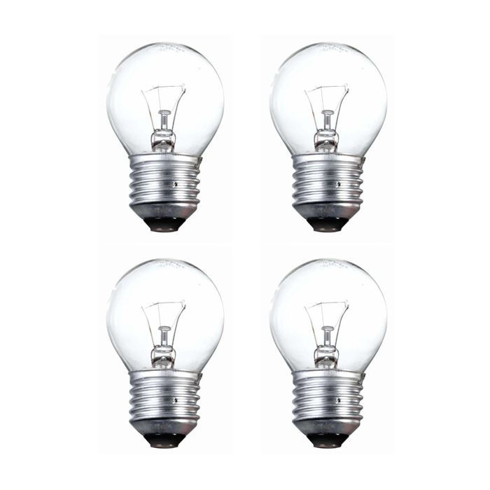 25W Clear ES/E27 Incandescent Golf Ball Light Bulb 4 Pack