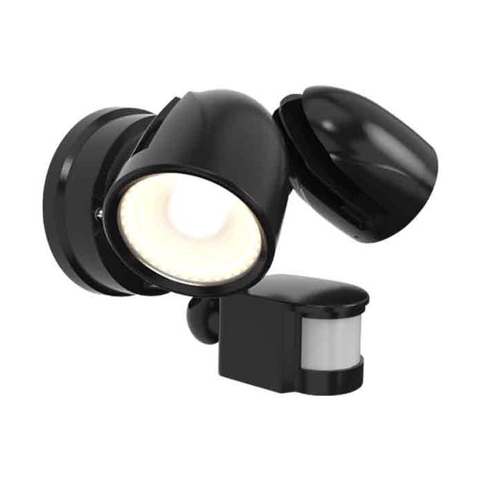 Ansell Zeker IP65 25W CCT Black Security Spot Light with PIR