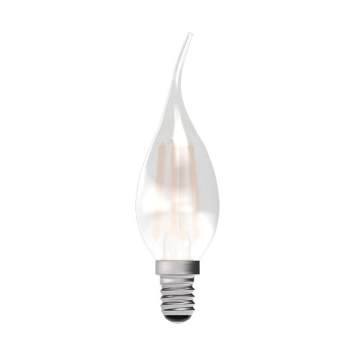 Bell 3.3W LED Filament Satin Bent Tip Candle Dimmable SES 2700K