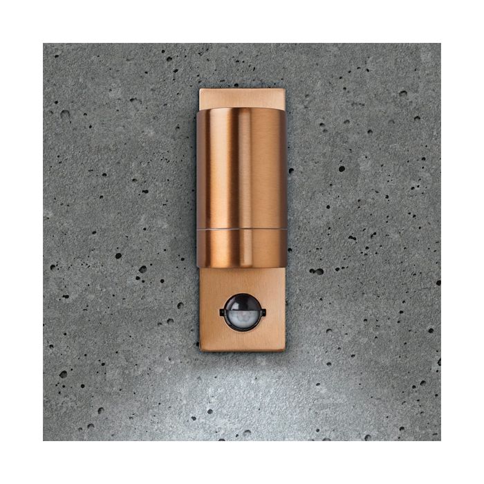 Bell Lighting Luna GU10 Fixed PIR Wall Light - IP54, Copper