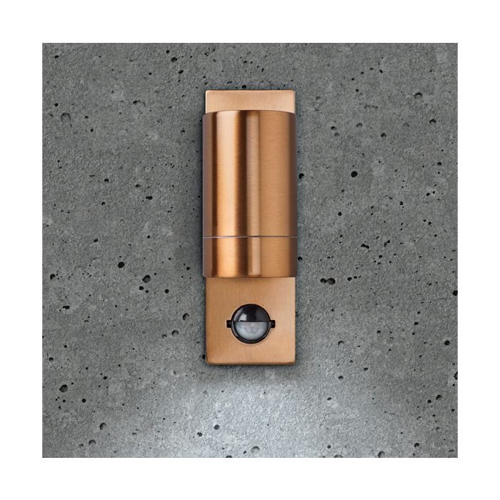 BELL Luna GU10 Fixed PIR Wall Light - IP54, Copper (lamp not included)