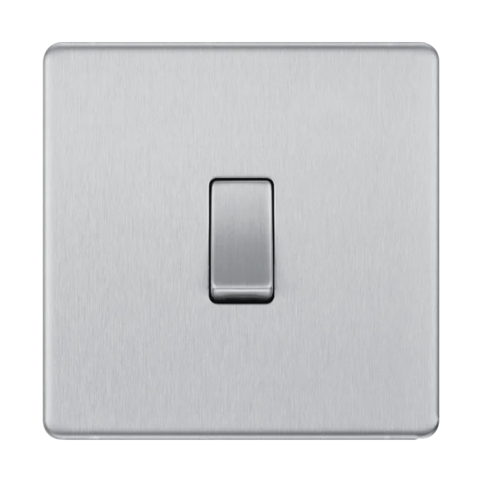 BG Screwless Flatplate Brushed Steel Intermediate Switch 20A 16AX