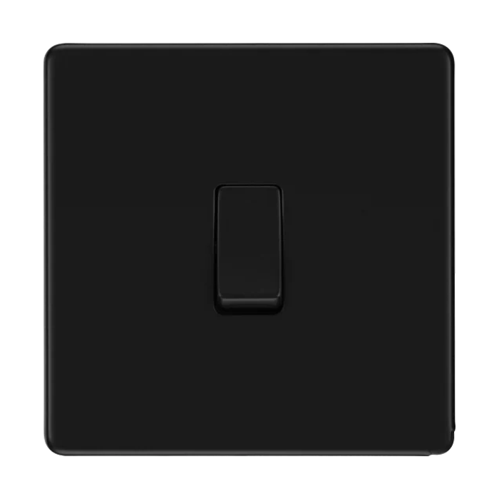 BG Screwless Flatplate Matt Black Intermediate Switch 20A 16AX 