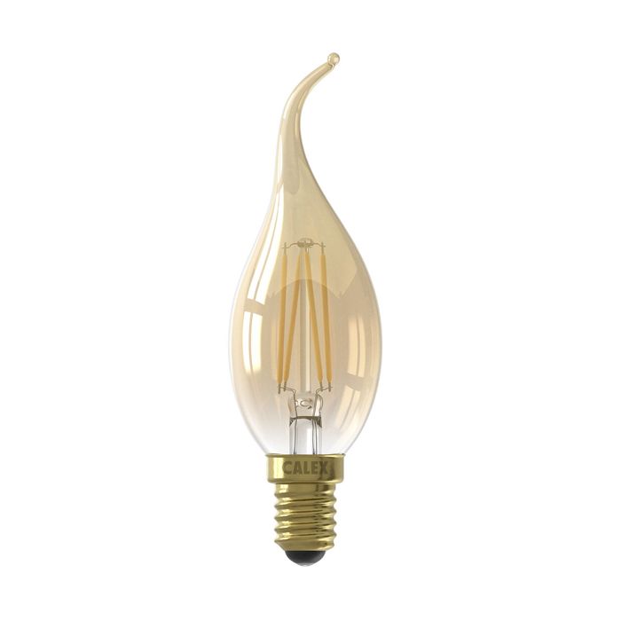 Calex Filament LED Candle Tip Lamp 240V 3.5W E14 DXS35 Gold Dimmable 