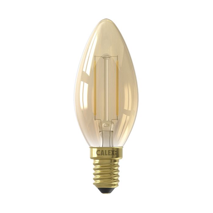Calex LED Filament Candle Lamp 240V 2W E14 B35 Gold 2100K