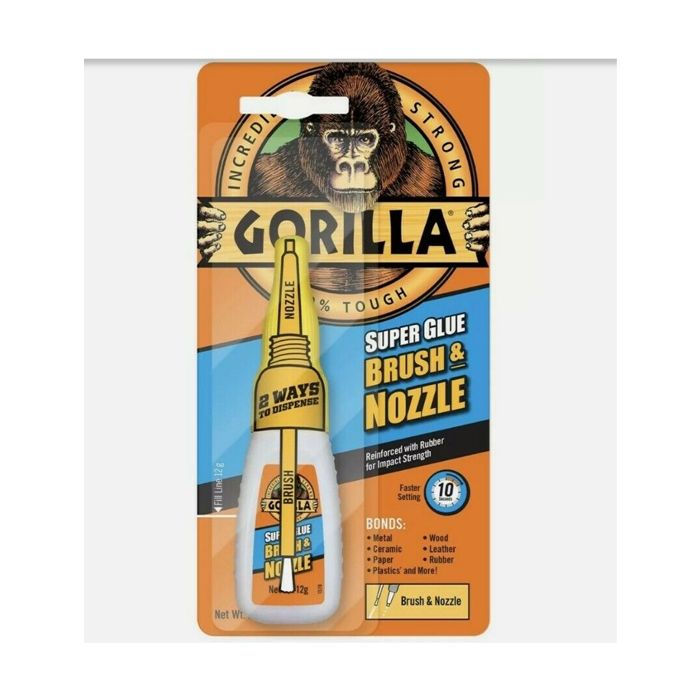 GORILLA SUPER GLUE BRUSH & NOZZLE 12G