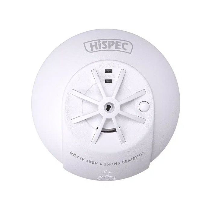 HiSPEC Mains Combo Smoke and Heat Detector with 10 Year Rechargeable Lithium Backup Battery