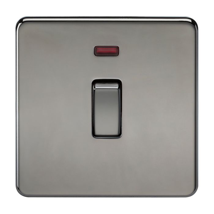 MLA Screwless 20A 1G DP Switch with Neon - Black Nickel