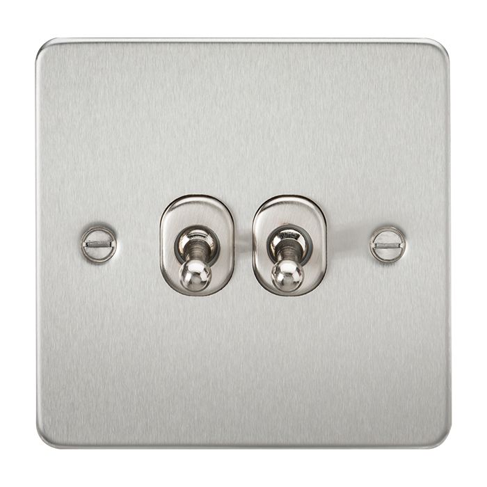 MLA Flat Plate 10AX 2G 2-way toggle switch - brushed chrome
