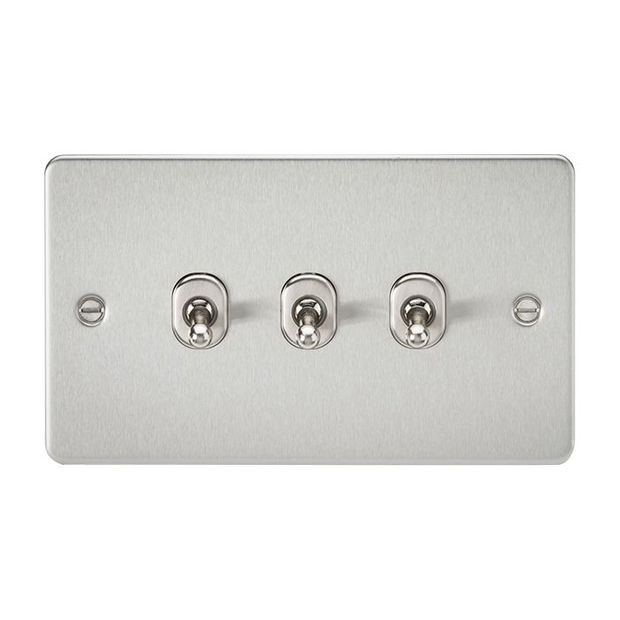 MLA Flat Plate 10AX 3G 2-way toggle switch - brushed chrome