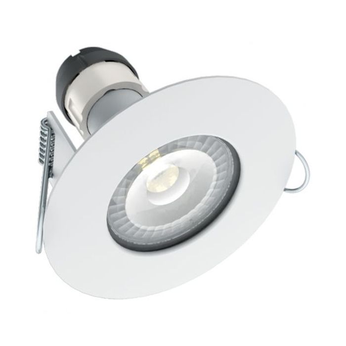 Integral LED ILDLFR70D001-4 Pack of 4 White Fire Rated IP65 Static Downlights with GU10 Holders - 70mm Cutout