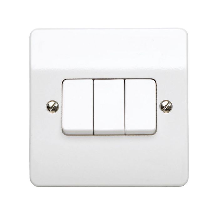 MK Logic Plus K4873 10A 3 Gang Plateswitch - White