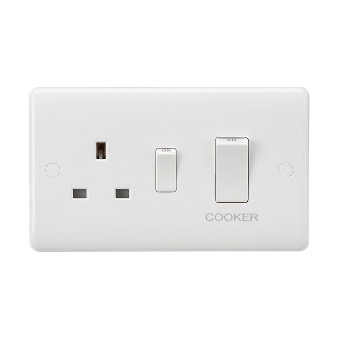 Knightsbridge 45A DP Switch & 13A Socket with White Rocker & 1G