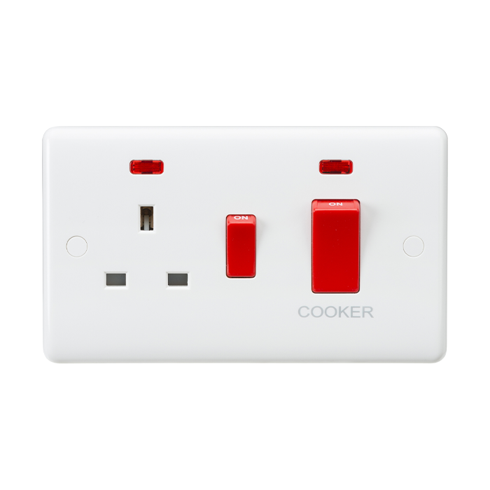 Knightsbridge 45A DP Switch & 13A Socket with Neon & Red Rocker