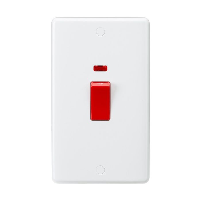 Knightsbridge 45A DP Switch with Neon & Red Rocker & 2G