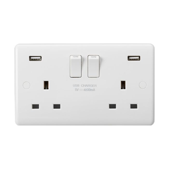 Knightsbridge 13A DP Dual USB-A Switched Socket - White