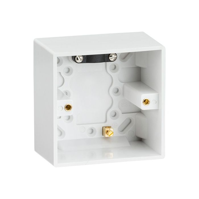 ML Knightsbridge SN1610 (10 PACK) Square Edge White Single 1 Gang 47mm Pattress Box with Earth Terminal
