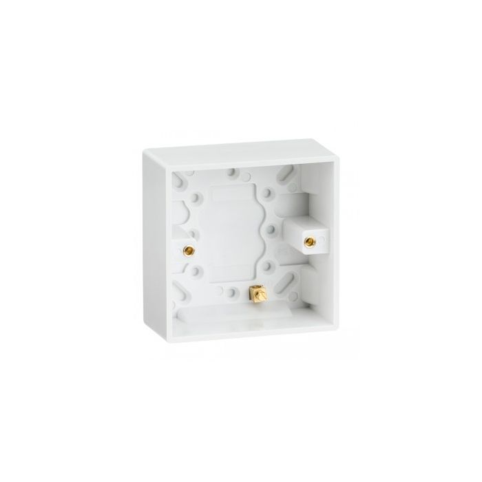 ML Knightsbridge SN1700 (10 PACK) Square Edge White Single 1 Gang 35mm Pattress Box with Earth Terminal