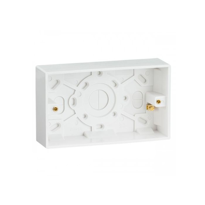 ML Knightsbridge SN1800 (5 PACK) Square Edge White Double 2 Gang 35mm Pattress Box with Earth Terminal
