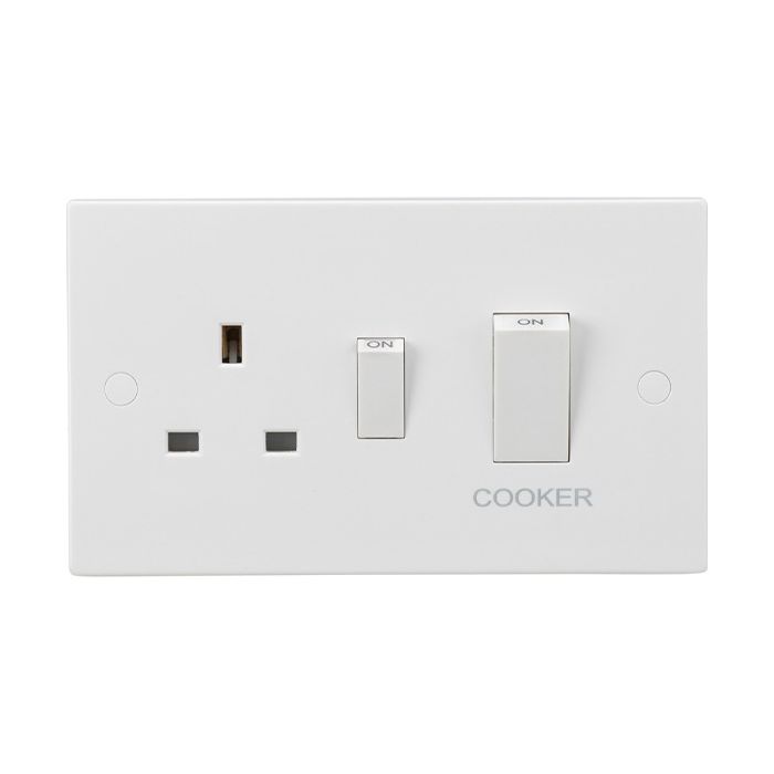 Knightsbridge 45A Cooker Switch & 13A Socket - White