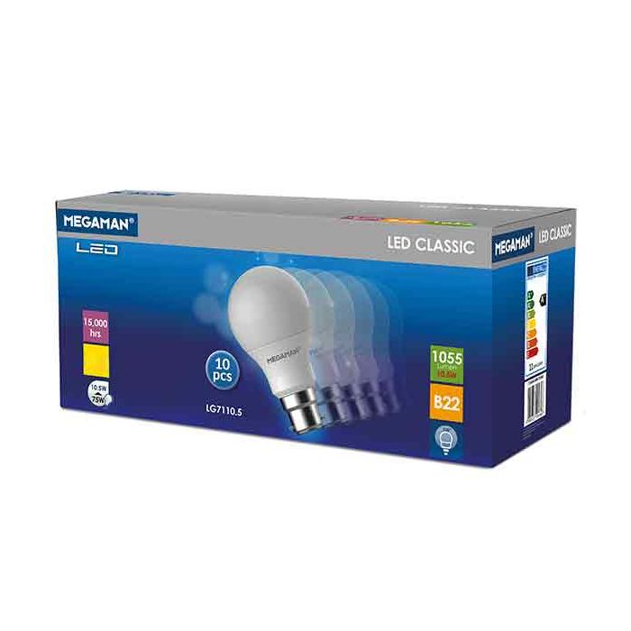 Megaman LED B22 Opal GLS 9.6W Daylight 10PACK