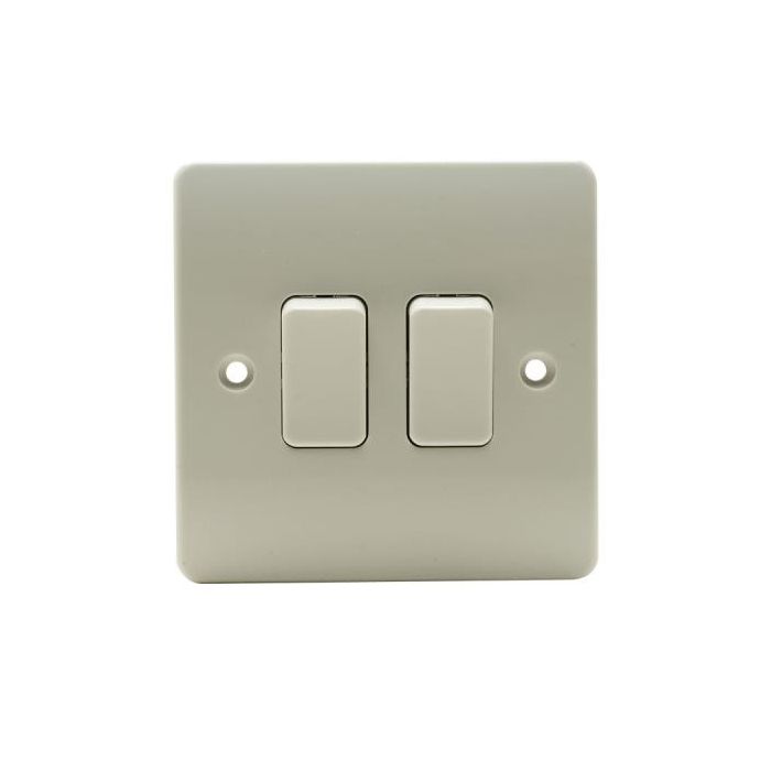 MK Logic Plus K4872 10A 2 Gang Plateswitch - White