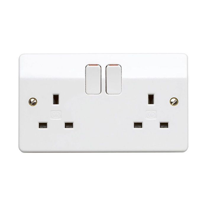 MK Logic Plus 2 Gang 13 Amp DP Switched Socket Outlet