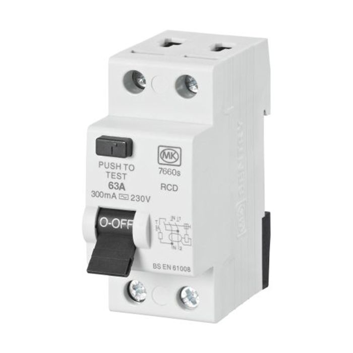 MK Sentry 7660S 63A 300mA RCD 2 Pole