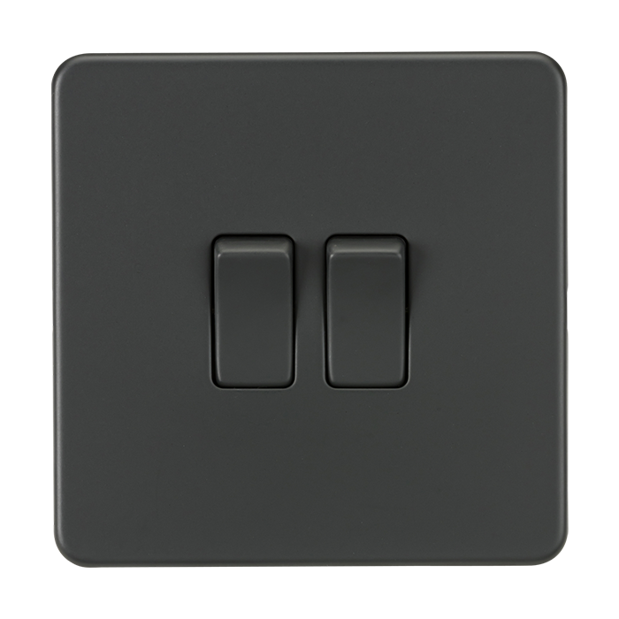 ML Accessories Anthracite 2 Gang 2-Way Screwless Switch