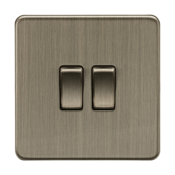 ML Accessories Antique Brass 2 Gang 2-Way Screwless Switch