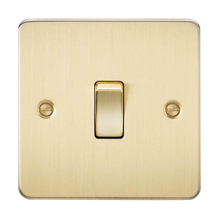 ML Accessories Brushed Brass 1 Gang 20A DP Flat Plate Switch 