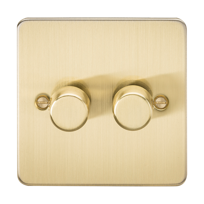 ML Accessories Brushed Brass 2 Gang 2-Way 10-200W (5-150W LED) Intelligent Dimmer