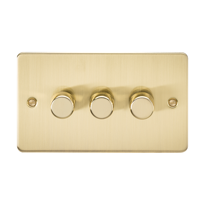 ML Accessories Brushed Brass 3 Gang 2-Way 10-200W (5-150W LED) Intelligent Dimmer
