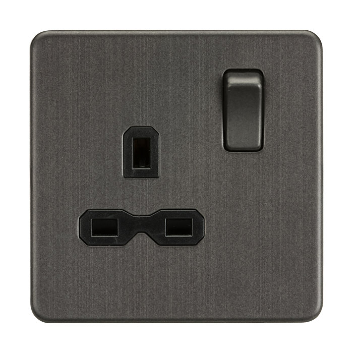 ML Accessories Smoked Bronze 1 Gang Socket With Black Inserts 