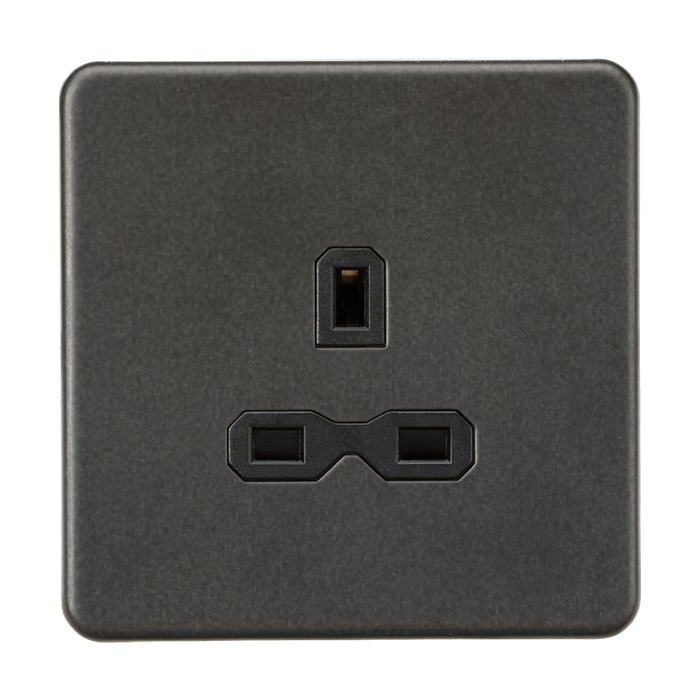 ML Accessories Smoked Bronze 1 Gang Unswitched Socket With Black Inserts 