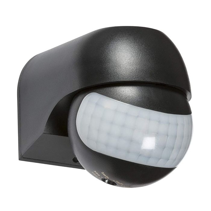 MLA Knightsbridge OS0014B Black Mini Wall Mounted 180deg 12m PIR Sensor IP44
