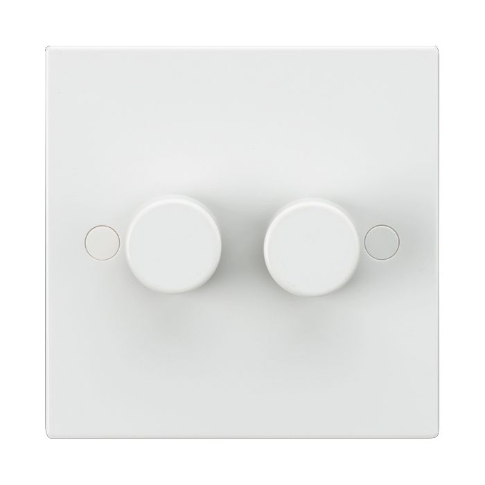 MLA Knightsbridge SN2162 Square Edge White Plastic 2 Gang LED Ready Leading Edge Dimmer Switch