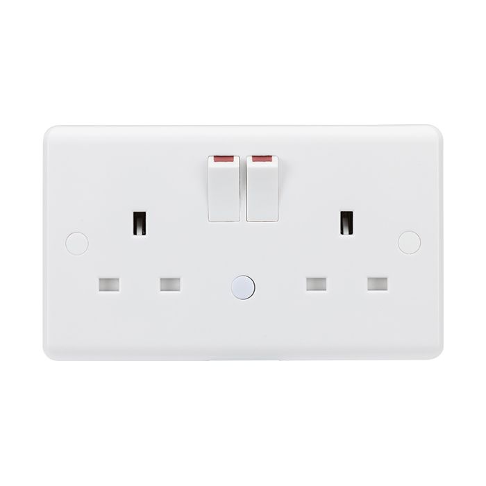 MLA 2 Gang Matt White Socket With Built In Night Light