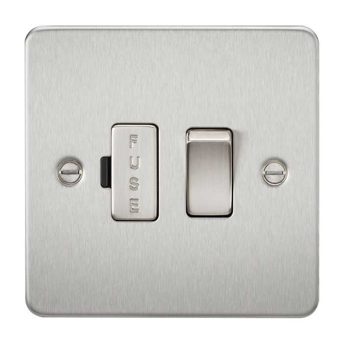MLA Flat Plate 13A switched fused spur unit - brushed chrome 