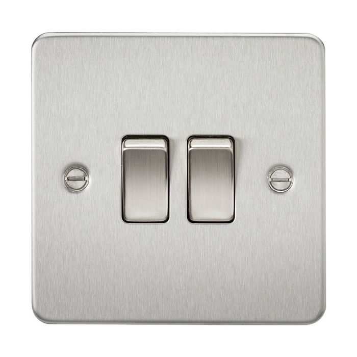 MLA Flat Plate Brushed Chrome 2G Two Way Switch
