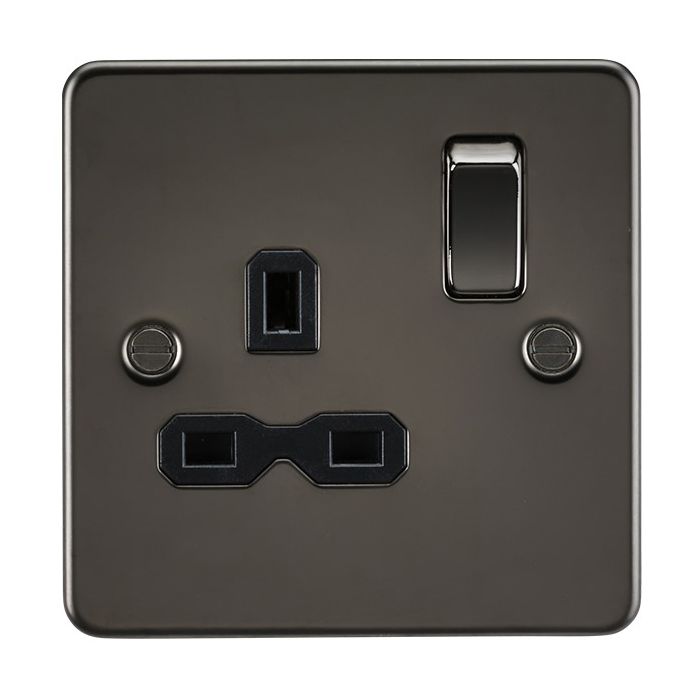 MLA Gunmetal 1 Gang Socket With Black Inserts