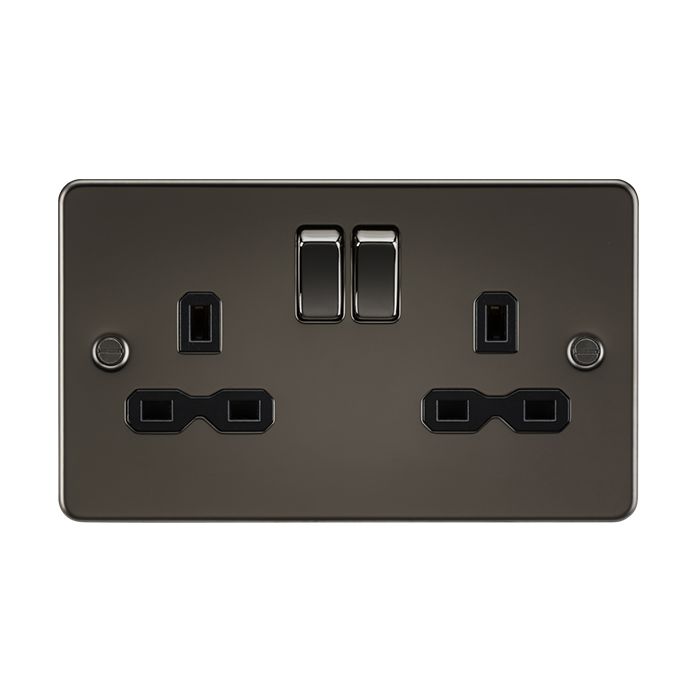 MLA Gunmetal 2 Gang Socket With Black Inserts