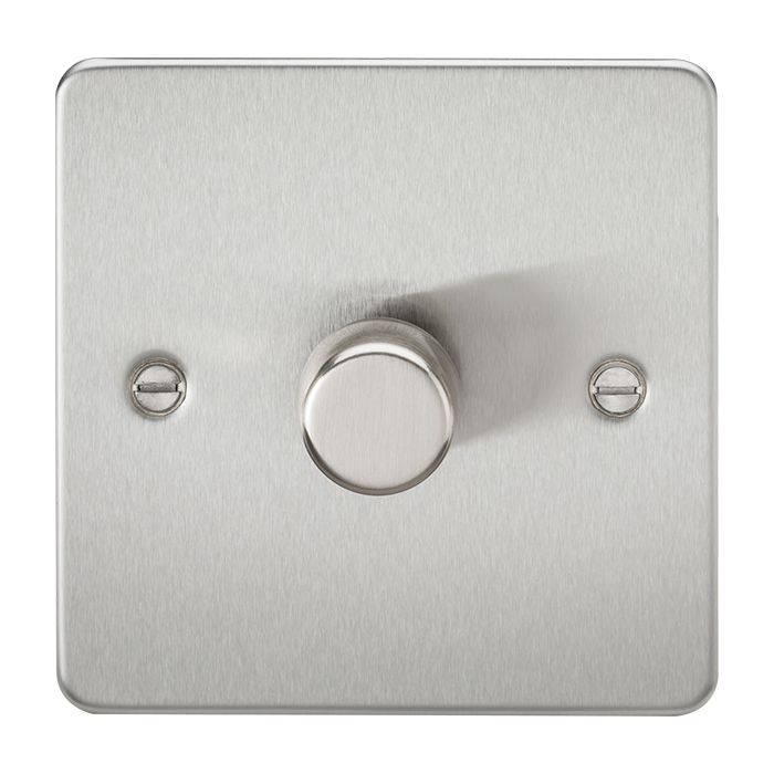 MLA Knightsbridge Flat Plate 1 Gang 2 way 10-200W (5-150W LED) Intelligent Dimmer Brushed Chrome
