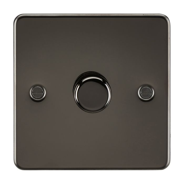 MLA Knightsbridge Flat Plate 1 Gang 2 way 10-200W (5-150W LED) Intelligent Dimmer Gunmetal 