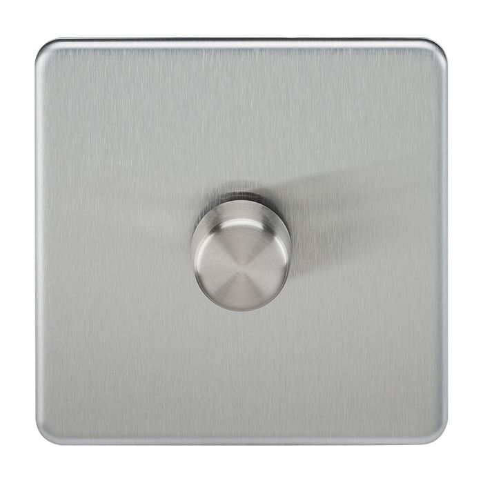MLA Knightsbridge Screwless 1 Gang 2-way 10-200W (5-150W LED) Intelligent Dimmer Brushed Chrome 