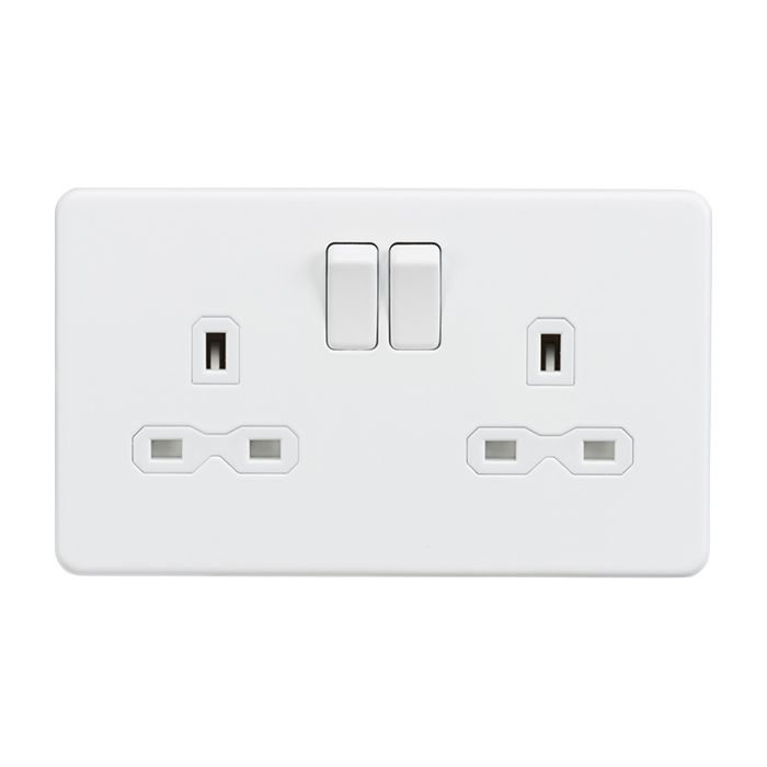 MLA-Knightsbridge Screwless Socket 2 Gang  Matt White