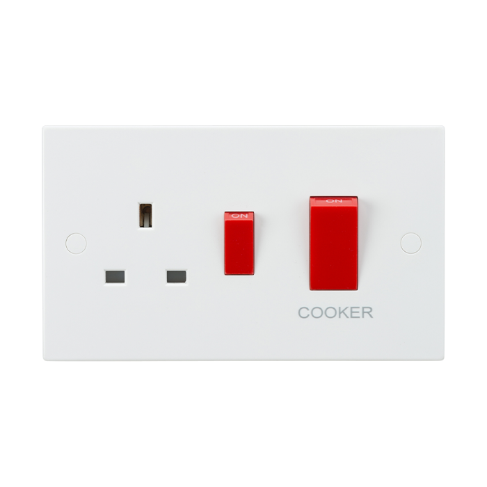 Knightsbridge SN8333 45A DP Switch & 13A Socket - Red Rockers