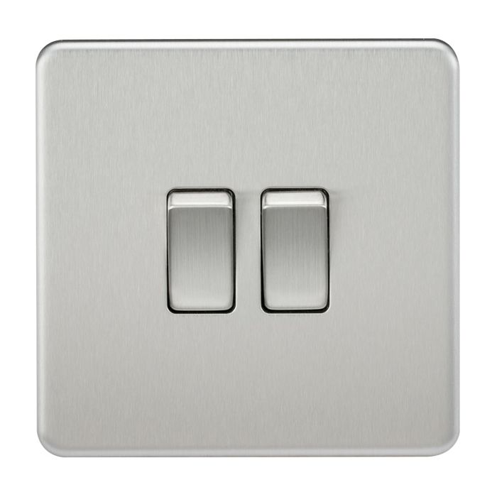 MLA Screwless 10AX 2G 2-Way Switch - Brushed Chrome